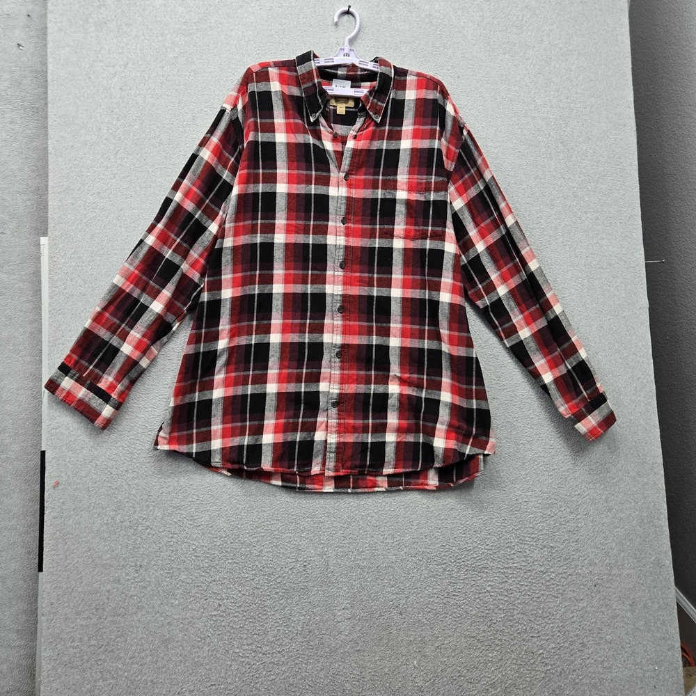 The Foundry Supply Co Men Button Up Shirt 2XLT Red Plaid Flannel Shirt
